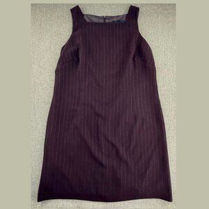 Venezia Pinstripe Dress Sleeveless Plus 16 Lined Zipper Closure Dark Purple